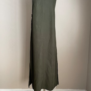 vintage green maxi dress / dark olive maxi sleeveless market dress small image 7