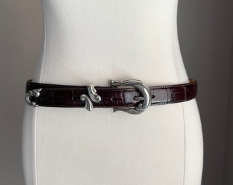 vintage dark brown leather Brighton silver accents belt --size 32/34-- large