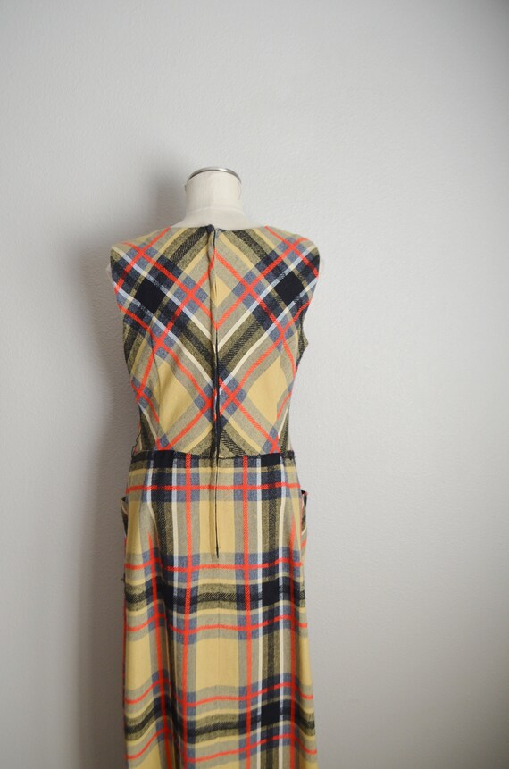 plaid maxi dress / vintage 70s plaid maxi sleevel… - image 7