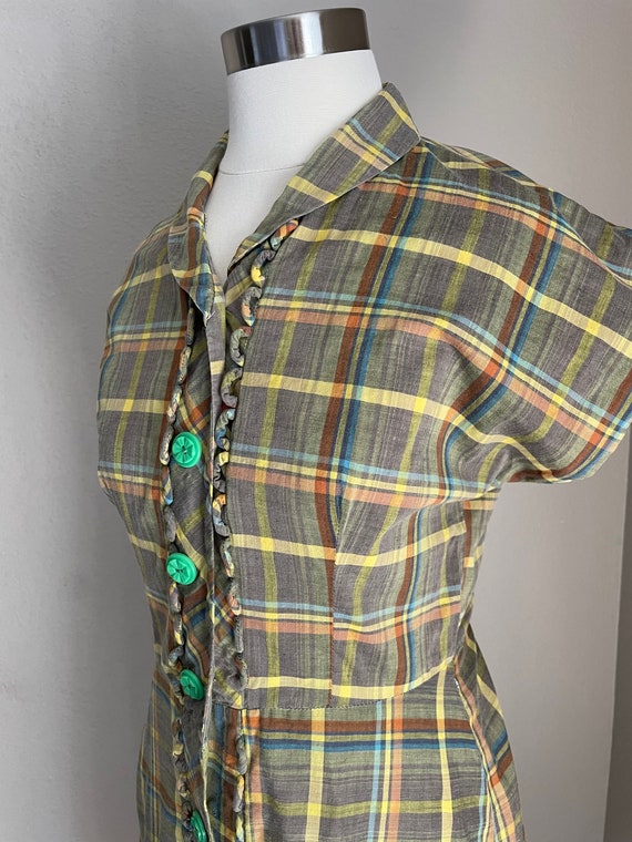 1930s plaid day dress - small- wounded bird - image 5