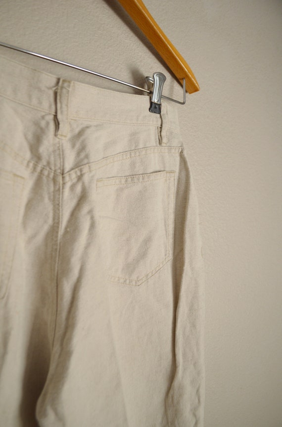 Linen trousers / women’s medium rise tan line pan… - image 7