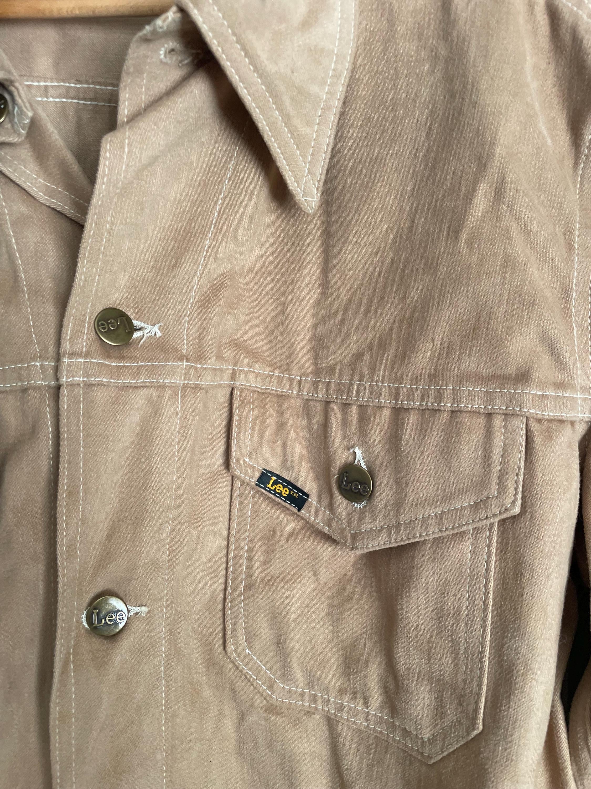 Vintage 70s Lee's Moleskin Tan Khaki Brown Trucker Men's Jacket