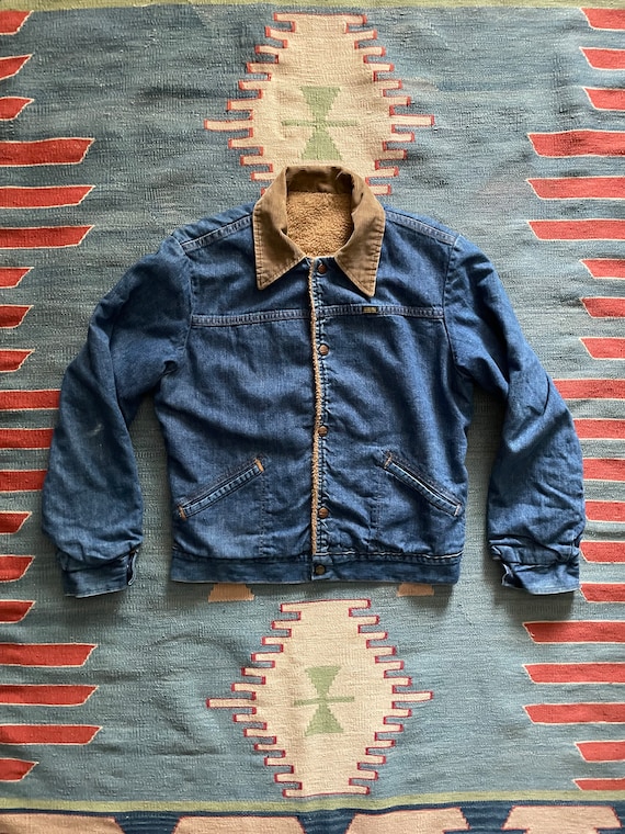 Vintage 70s Denim Jean Western Maverick Sherpa She