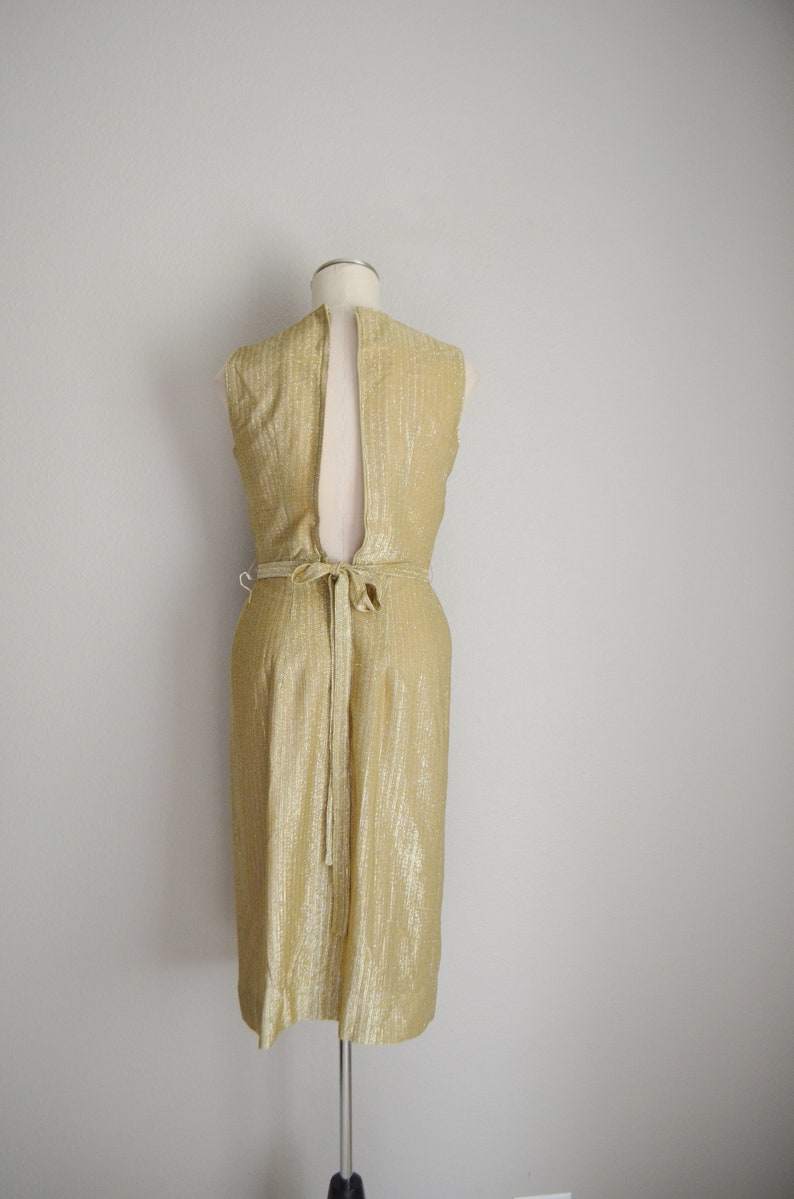 vintage 60s gold shimmer dress / vintage mid century gold party dress deadstock xsmall image 7