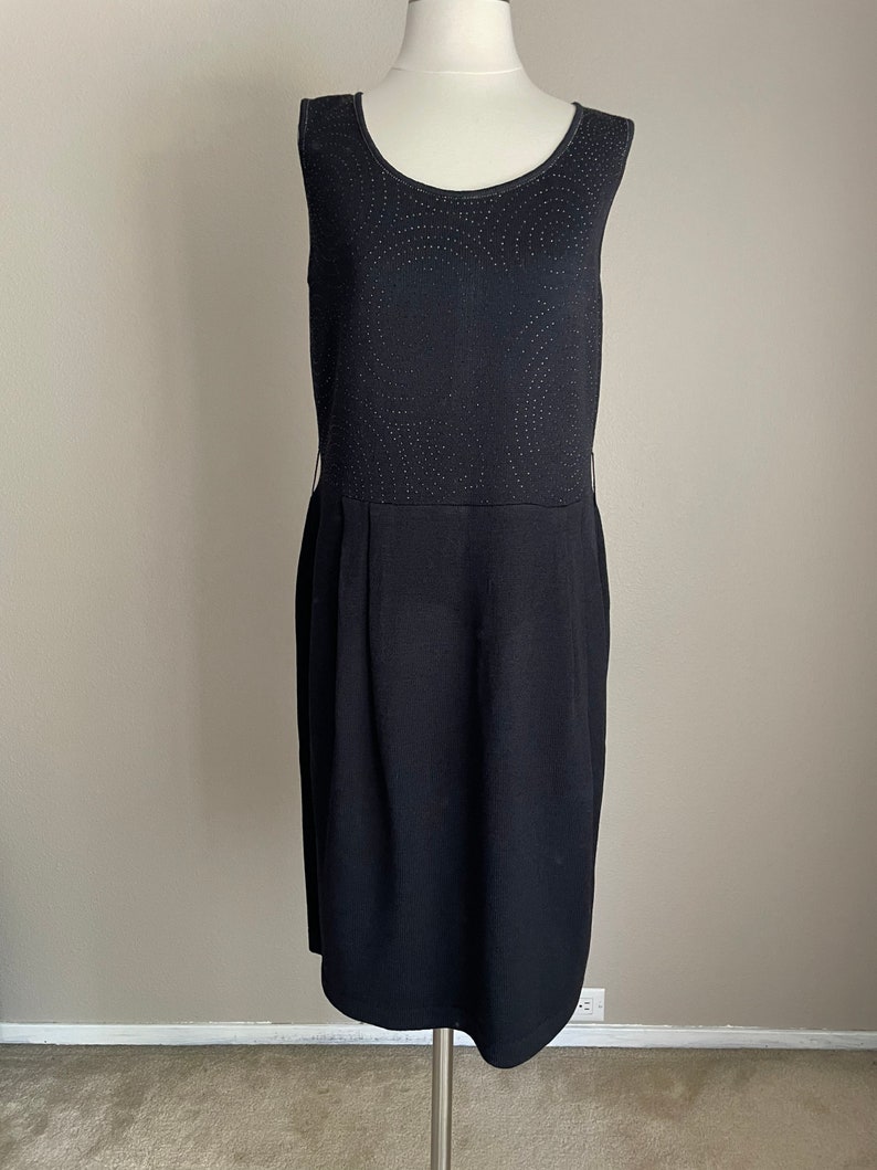 vintage new with tags NWT deadstock St. John Black knit sparkle rhinestone dress medium image 5