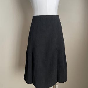 Vintage Armani Pleated Black Wool Knee-length Skirt - 28