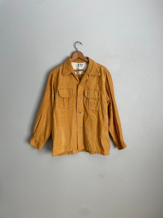 Vintage 50s 60s Pilgrim Mustard Yellow Corduroy B… - image 2