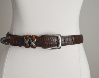 vintage brown leather Brighton silver accents belt --size 30-- small/medium