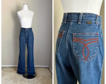 Vintage 70s High Waisted Wrangler Denim Jeans // women's 26x33 - AS IS