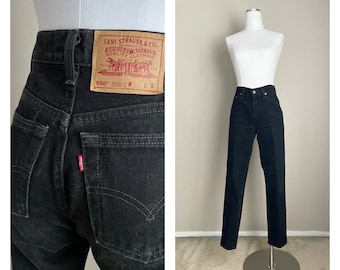 vintage 90s black 550 Levi's Relaxed Fit Tapered Leg jeans- 25x29 - Levi's Black Denim