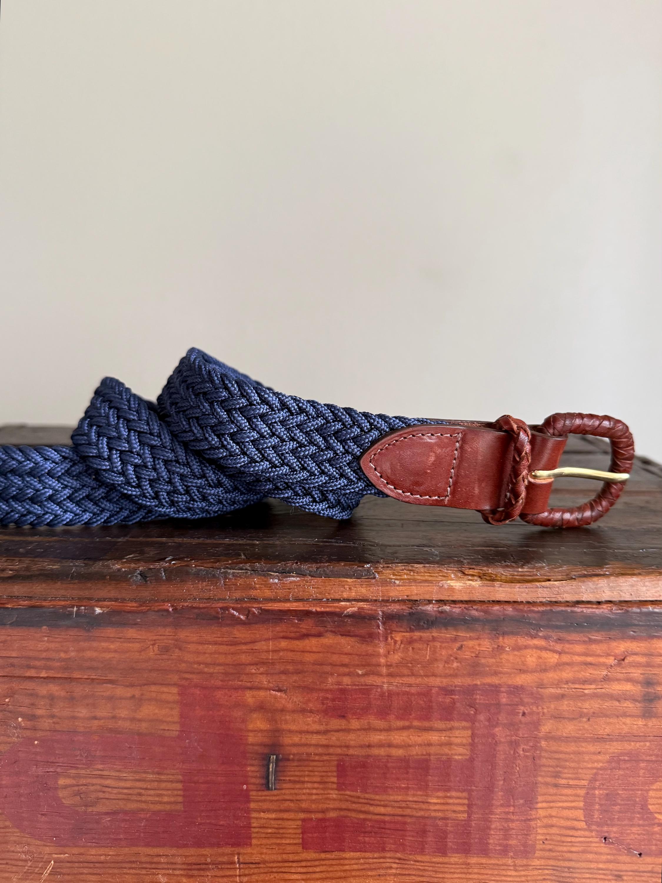 Navy Braided Boho Rope Belt w/ Gold & Brass Accents ?⚜️ Vintage 90s 90s Rope Belt - Etsy main image 4