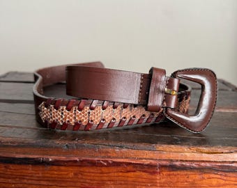 Vintage 90s Brown Leather Limited Belt With Silver Buckle  display picture 1