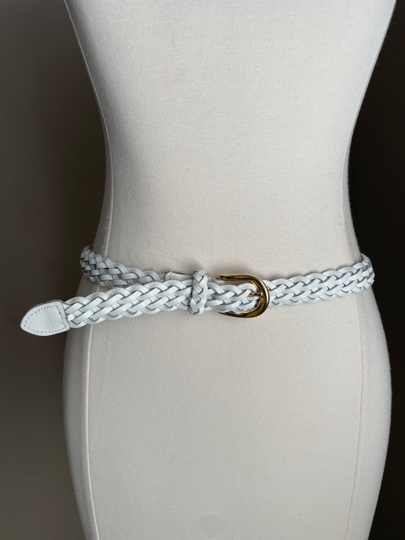 vintage 90s white skinny braided belt- ladies medi