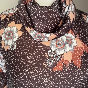 vintage 70s floral patterned cowl neck polyester blouse women's medium image 5