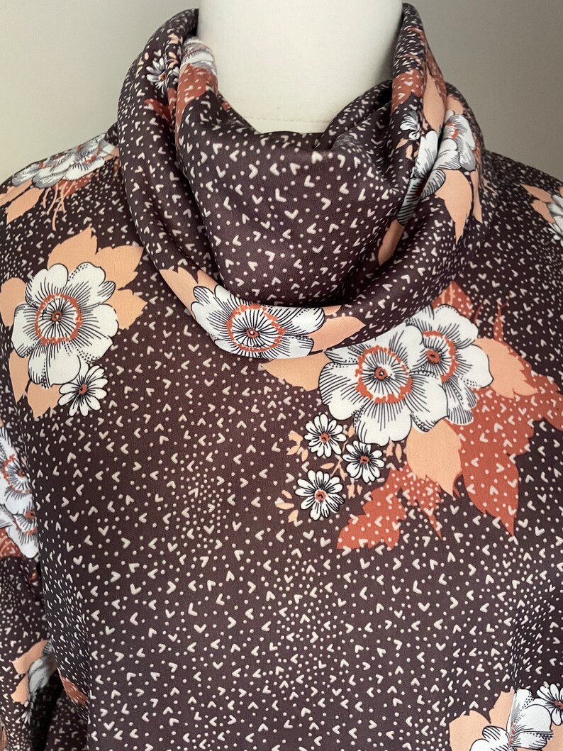 vintage 70s floral patterned cowl neck polyester blouse women's medium image 5