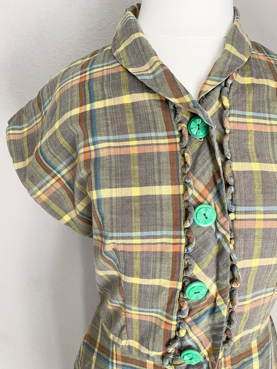 1930s plaid day dress - small- wounded bird - image 7