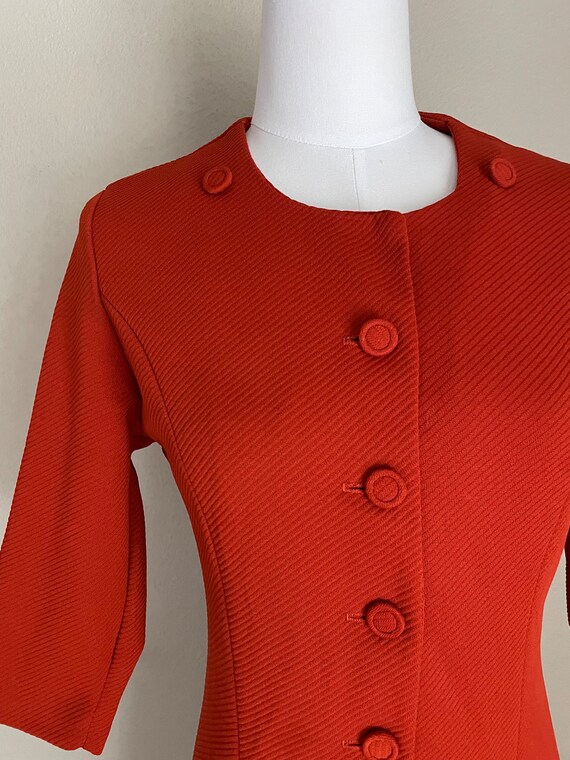 vintage 60s 70s dark burnt orange 3/4 sleeve dres… - image 4