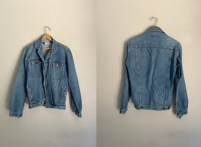 vintage 80s katana denim jean jacket / men's small women's medium image 1