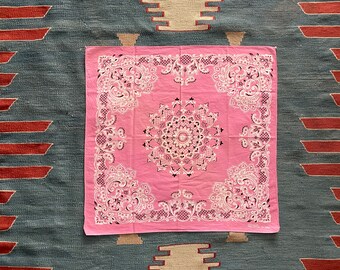 vintage 70s Fast Color pastel bright pink paisley bandana hankie - RN 13960 pink bandana