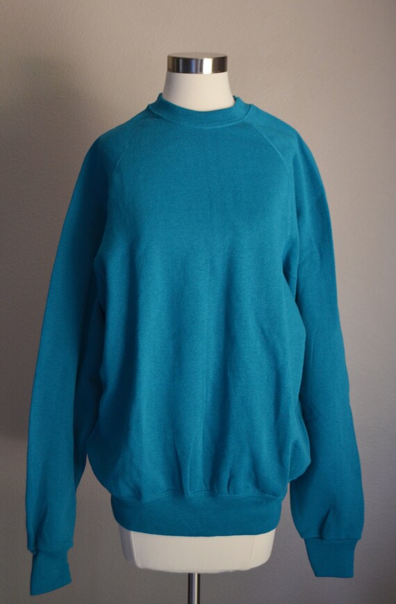 vintage raglan dark turquoise blue sweatshirt - w… - image 3