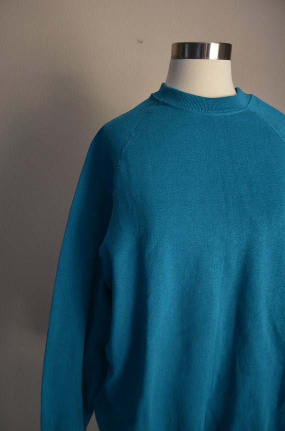 vintage raglan dark turquoise blue sweatshirt - w… - image 4