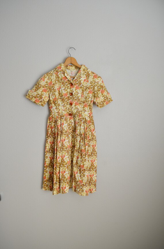 vintage 50s mid century brown pink floral full sk… - image 7