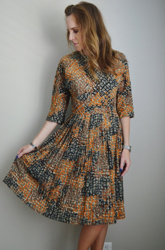 mod dress / vintage 60s abstract mod party dress … - image 10