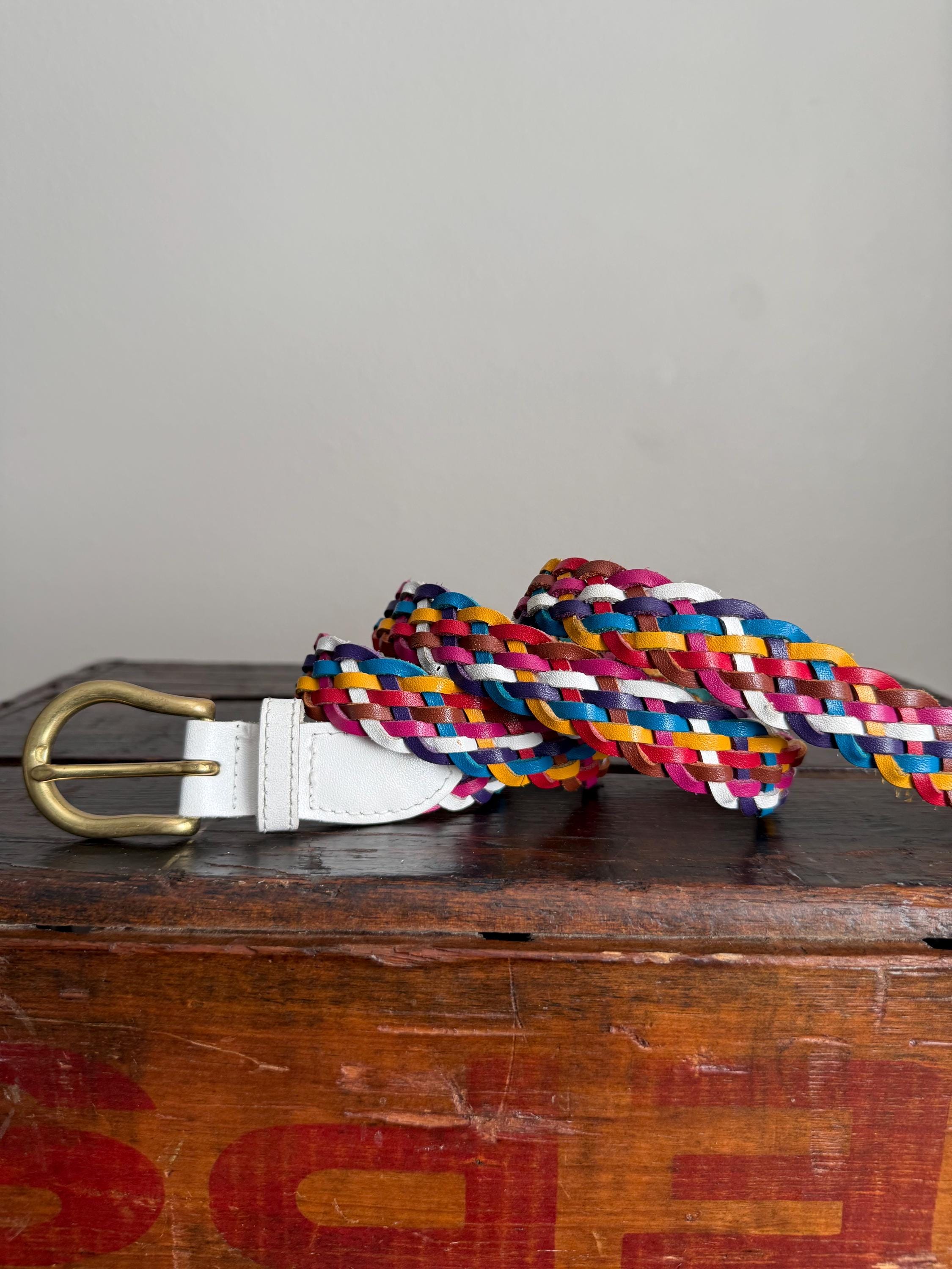 小物 Vintage 90s Braids Design Leather Belt 90's Braided Belt - Etsy