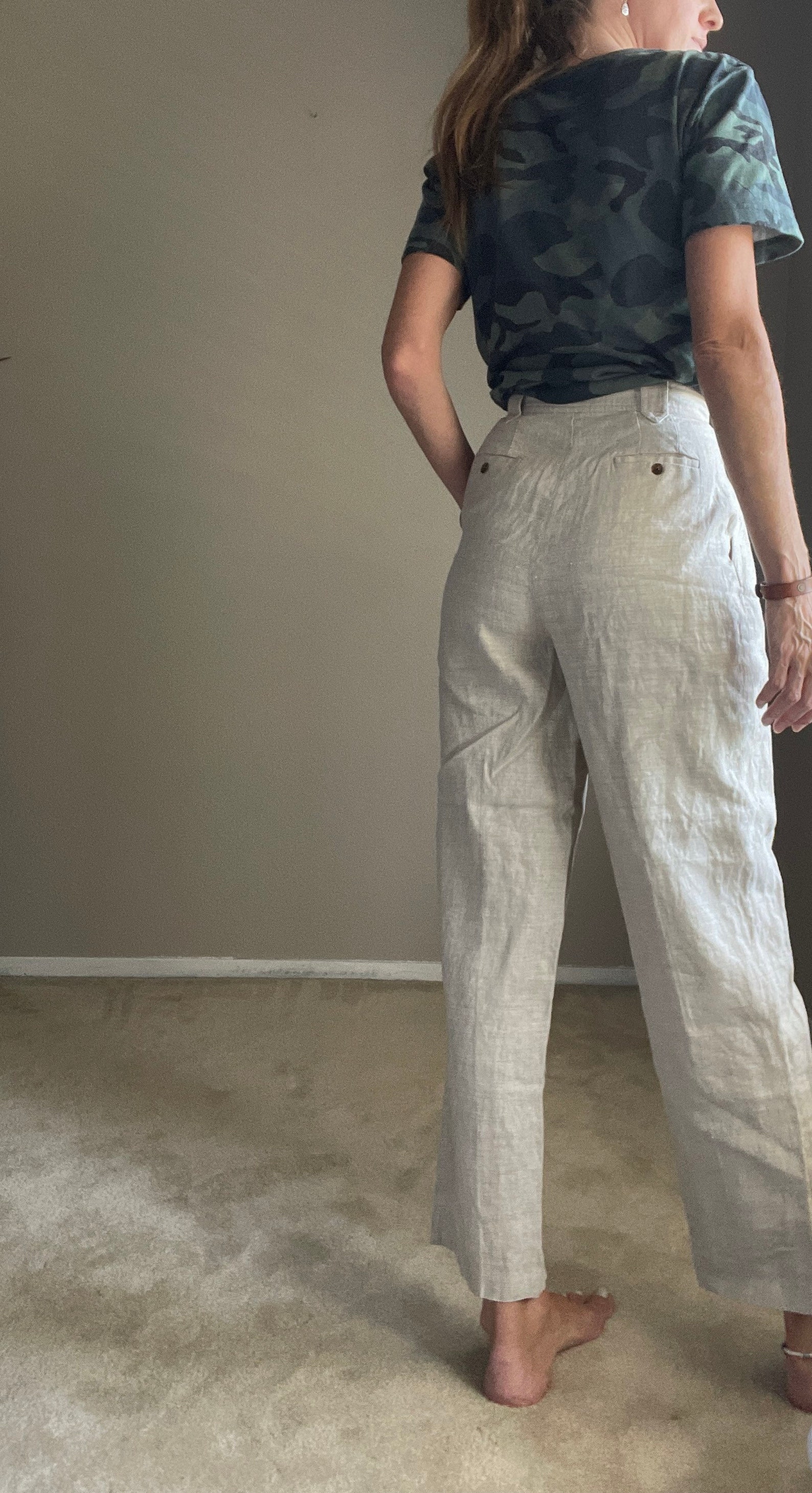 Linen trousers / womens high waisted tan line pants / size 0 | Etsy