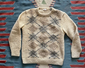 Vintage 70s 80s Wool Neiman Marcus Argyle Warm Winter Ireland Made Sweater // men's medium-42