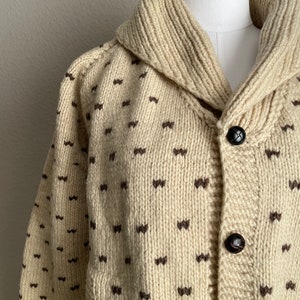 vintage speckled ivory shawl neck wool long sweater cardigan duster jacket women's small petite image 9