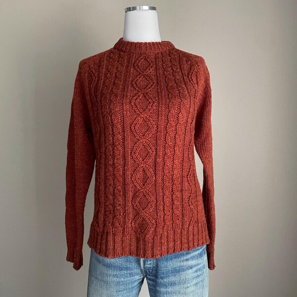 Ella L S Cable Knit Top Burnt Orange Detail main image 0