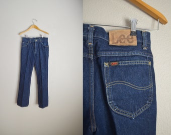 vintage 1980s lee dark wash jeans - unisex 28x29 80s jeans - 27/28