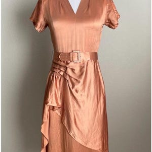 Vintage 40s Peach Satin Dress: Old Hollywood Glam - AS IS