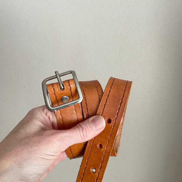 Stamped Leather Belt Etsy