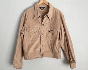 Vintage 70s Lee Moleskin Trucker Jacket Pastel Yellow Made in USA