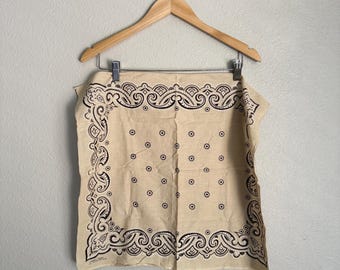 Vintage 70s Wash Fast Colors Cotton Tan Beige Bandana - RN 14193
