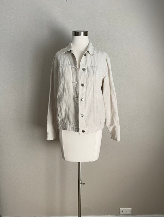 linen button jacket vintage Gem
