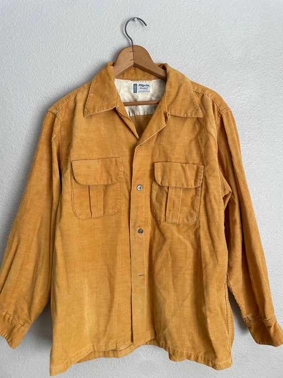 Vintage 50s 60s Pilgrim Mustard Yellow Corduroy B… - image 3