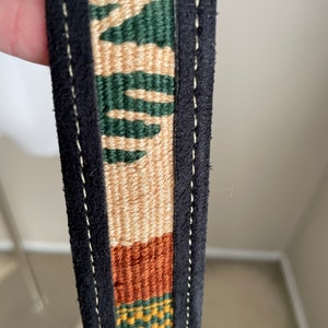 vintage ethnic woven Guatemalan black canvas leather belt colorful belt unisex size 31/32 medium women's image 3