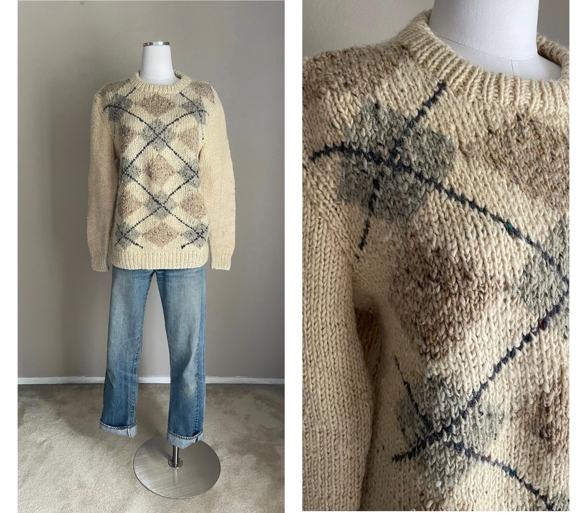 Vintage 80s Wool Neiman Marcus Argyle Warm Winter Ireland Made 