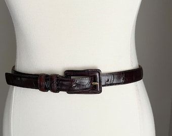 vintage 80s 90s armani skinny leather belt - 75cm/ 30"- small