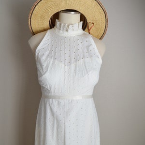 vintage white sleeveless eyelet maxi dress with jacket, vintage long white bridal long dress jacket dress set, x-small