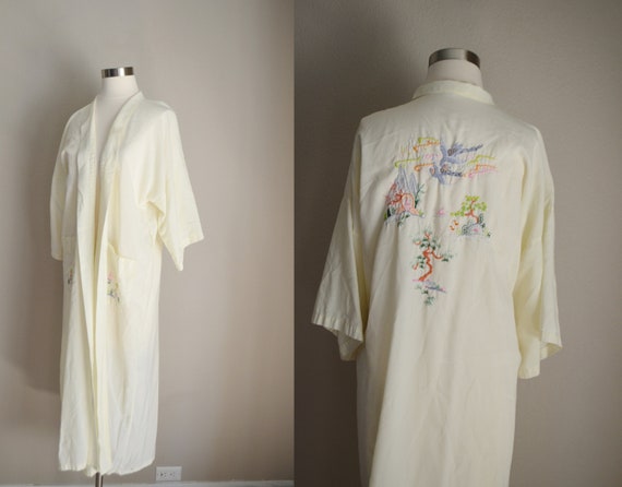 vintage 60s health shanghai china embroidered ivo… - image 1