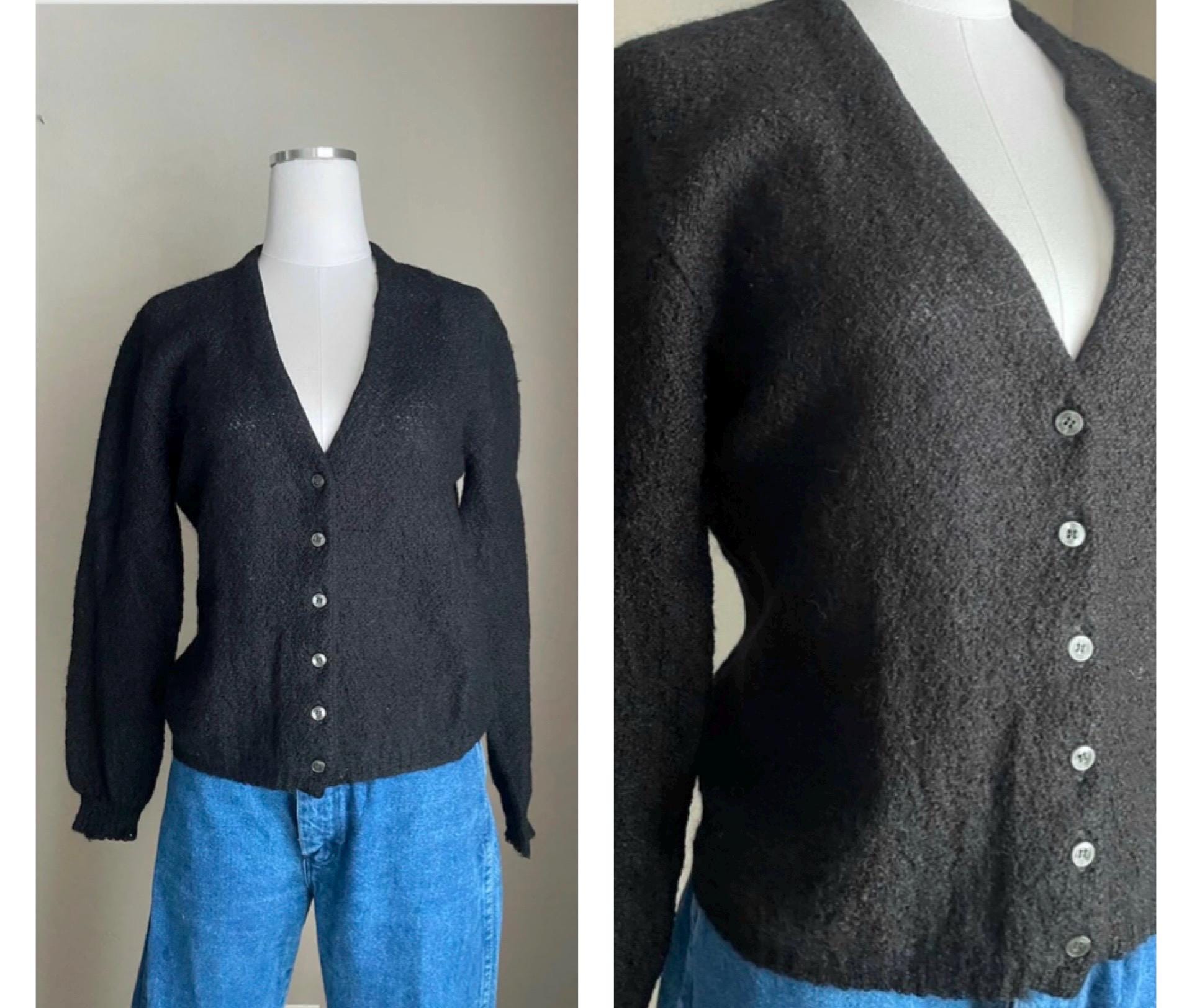 Vintage 50s Mohair Women's Black Cardigan Sweater Lightweight Women's Small - Etsy Vintage 50s Mohair Women's Black Cardigan Sweater Lightweight Women's Small - Etsy
