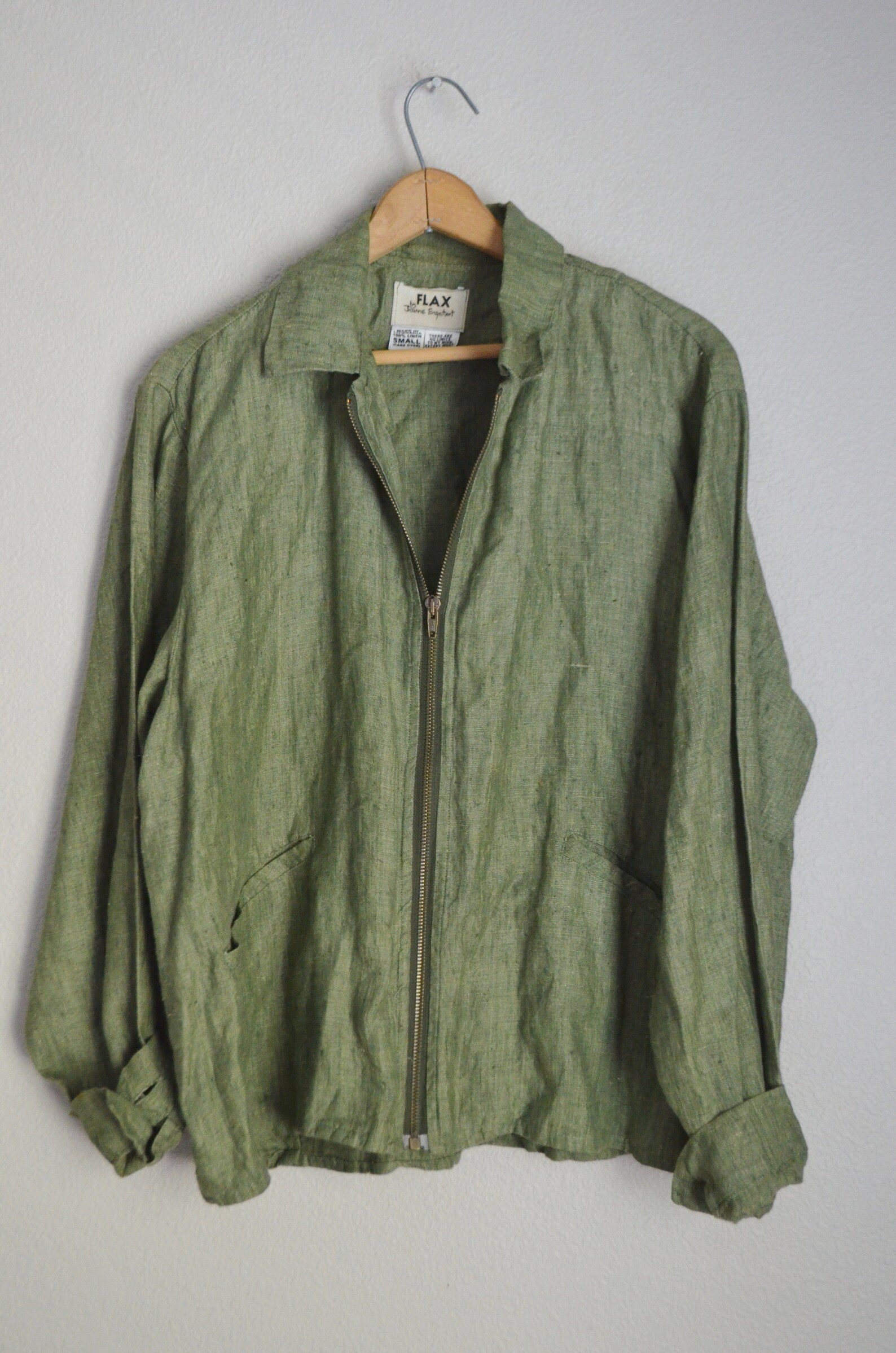 Green Linen Jacket / Vintage 90s Olive Green FLAX Linen Jacket Etsy