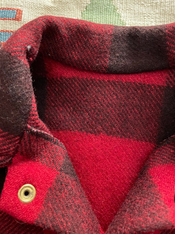 vintage 40s 50s Buffalo Plaid Red and Black Wool … - image 5