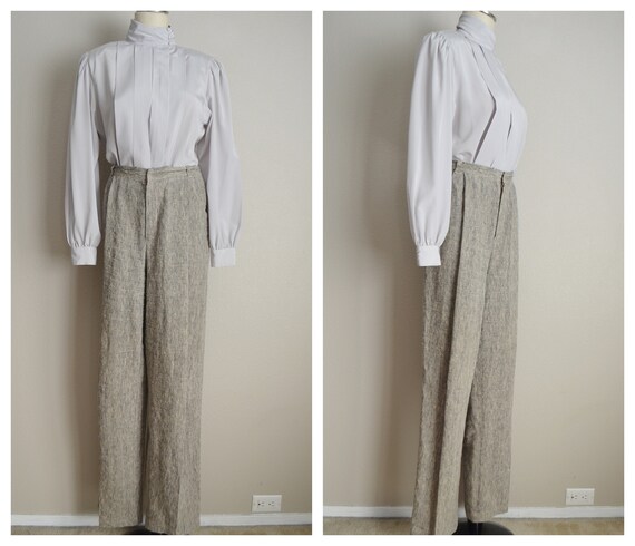wide legged linen trousers - 34x33