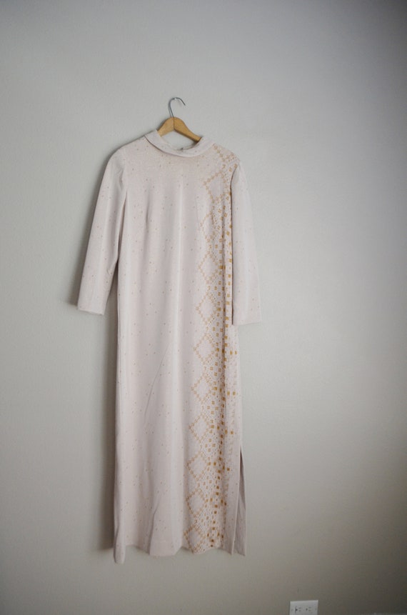 70s champagne polyester maxi MOD summer spring sp… - image 2