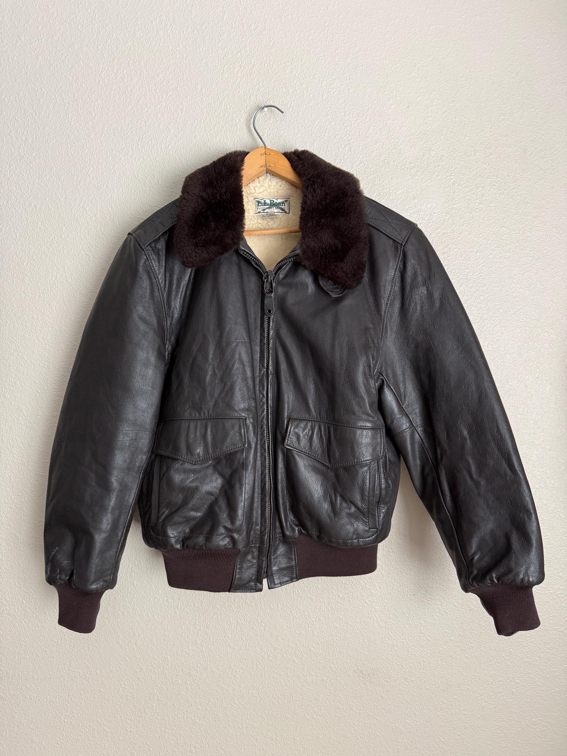 80s vintage calf leather bomber jacket Vintage 80s LL Bean A2